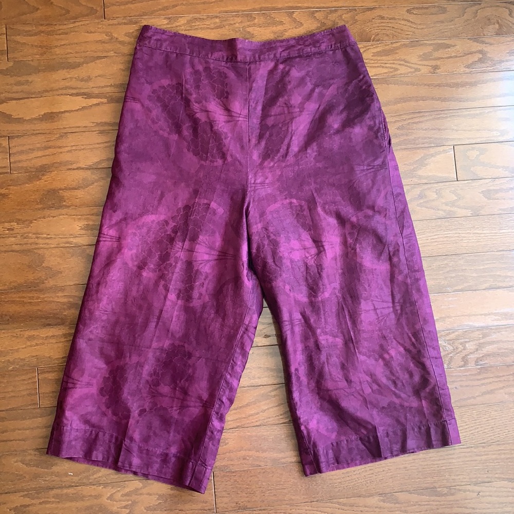 Handmade Brocade Cropped Lagenlook Palazzo Pants Wide Leg Purple Pink Large